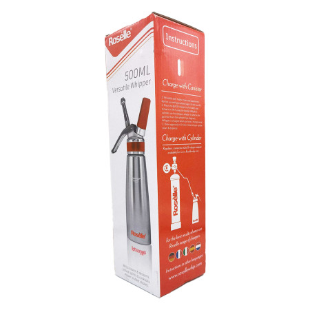 Roselle whipped cream dispenser, 500 ml with 3 decorative nozzles