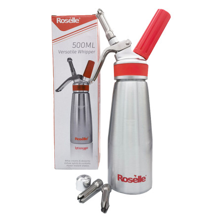 Roselle whipped cream dispenser, 500 ml with 3 decorative nozzles